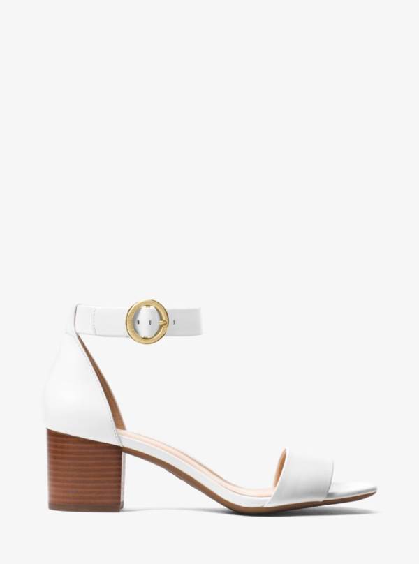 Damske Sandále Michael Kors Lena Leather Biele - Topanky Michael Kors Nejlevnejsi | JVSQD-8074
